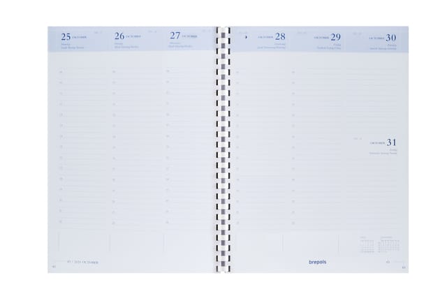 Agendavulling 2027 Brepols Timing 7dagen/2pagina's spiraal wit