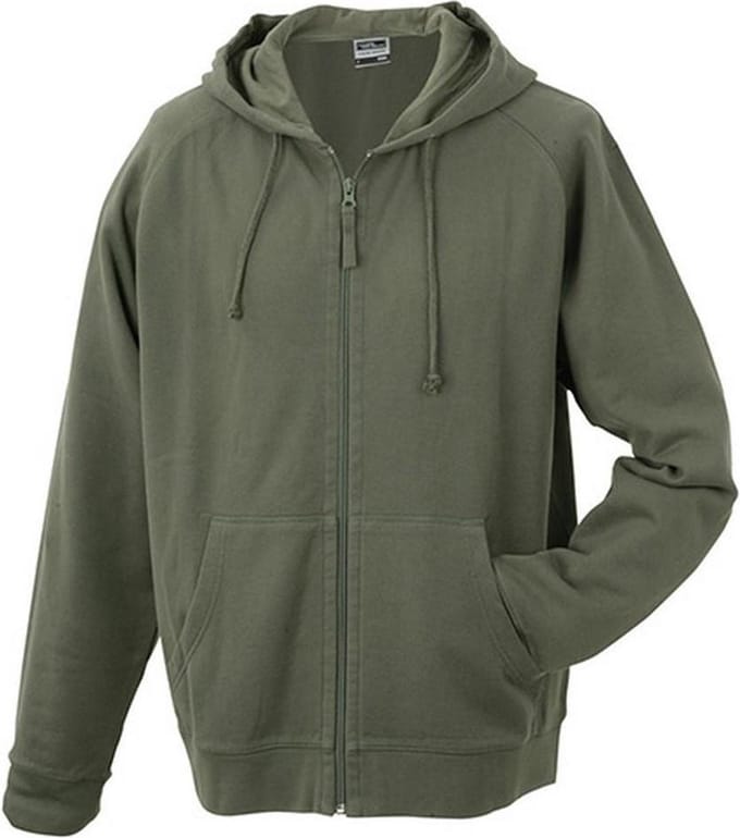 James and Nicholson Unisex Hooded Jacket (Olijfgroen)