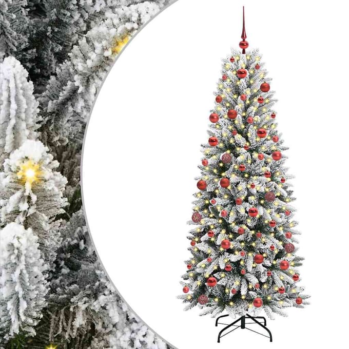 vidaXL - Kunstkerstboom - Wit - 180 - cm - PVC - en - plastic - en - staal - en - PE