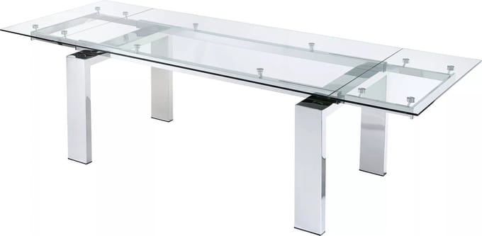 Vente-unique Uitschuifbare eettafel LUBANA - Gehard glas en metaal - 8 tot 10 personen