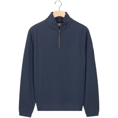 Baileys Trui Sweat Half Zip Jacquard Fabric Fine Allover Texture Dark Denim Blue / male