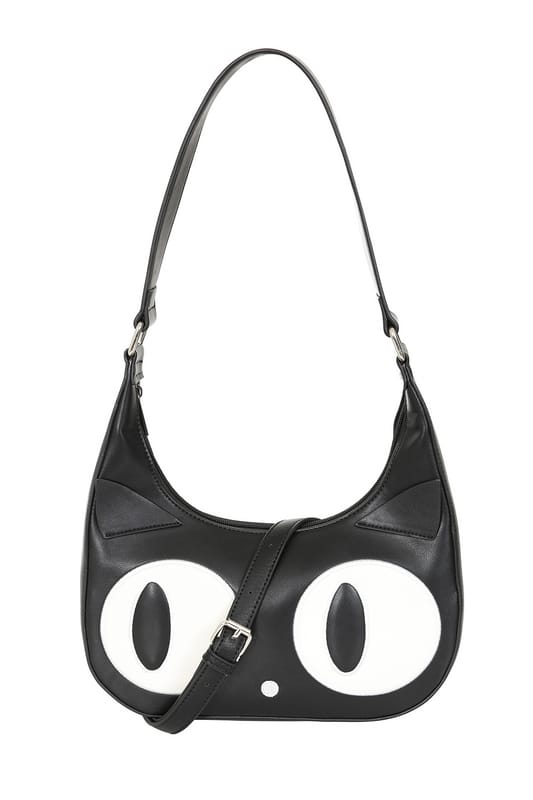 Banned - Gothic Handtas - Witching Cat - voor Vrouwen - zwart-wit
