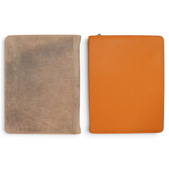 Safekeepers Luxe Leren Schrijfmap A4 Set – 2-Pack – Oranje en Midden Bruin