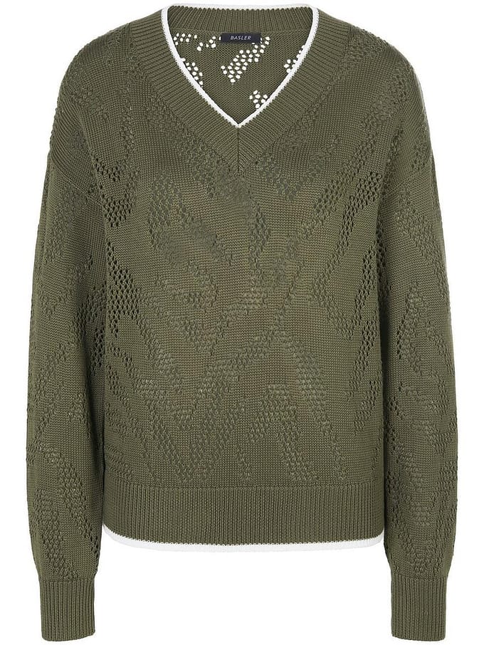 Casual trui V-hals Van BASLER groen