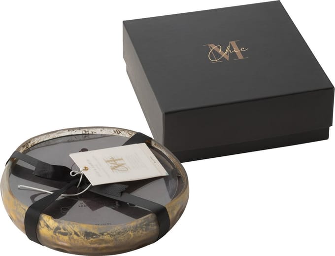 J-Line geurkaars M-Chic - Oud & Amber - glas - goud/zwart - medium - 20U