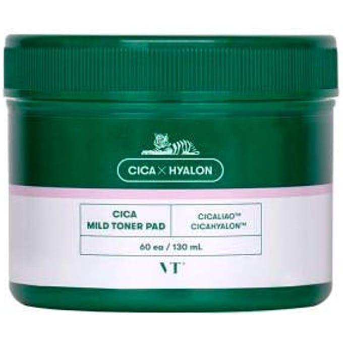 VT Cosmetics, Cica Mild Toner Pad, 60 sheets, 130ml white