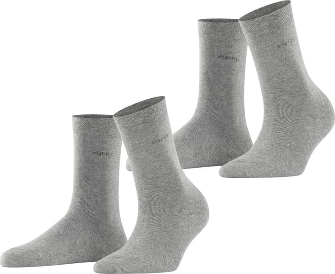 Esprit Basic Easy 2-Pack drukvrije comfort tailleband katoen multipack sokken dames grijs - maat 35-38