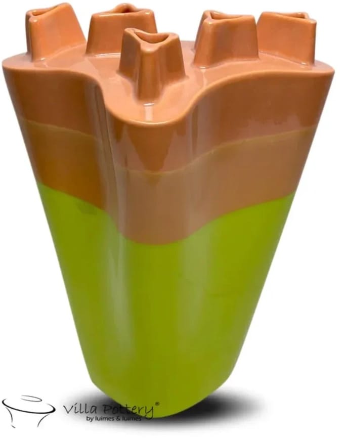 Reactief Oranje Groen vaas Chimney D33 x B16 x H26