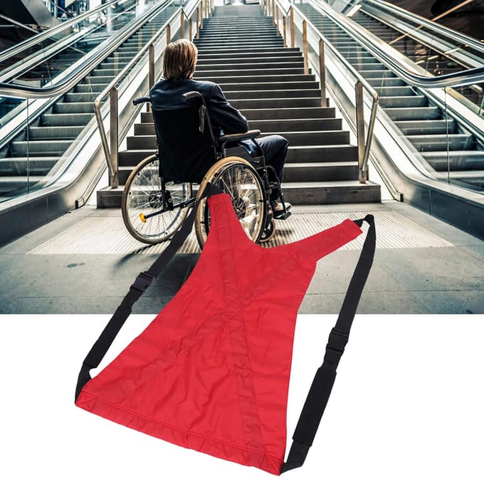 Sangle de Transfert Double Couche Imperméable Sangle Dorsale Adulte pour Déplacement de Patient Âgé red