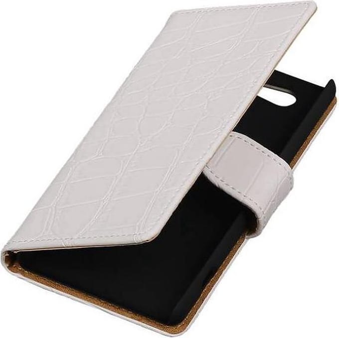 Croco Bookstyle Wallet Case Hoesje Geschikt voor Sony Xperia Z4 Compact Wit