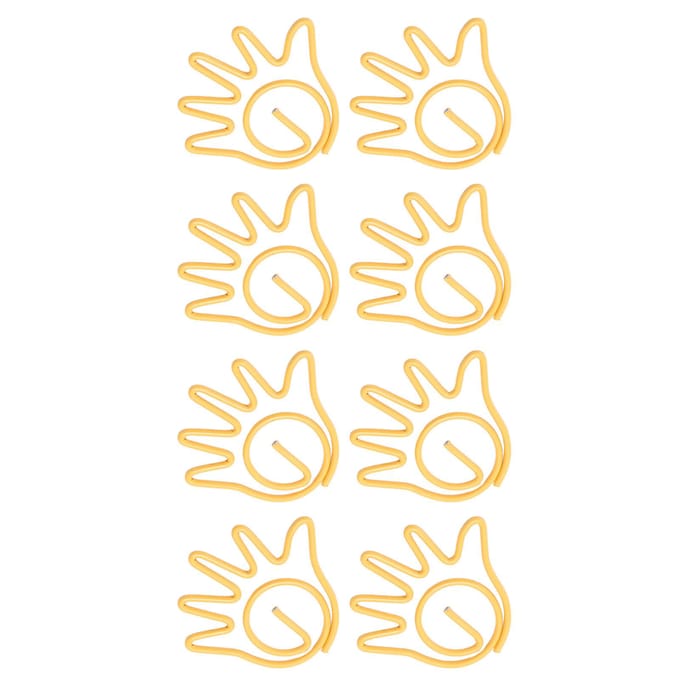 Lot de 100 trombones en métal en forme de main, antirouille, décoration pour bureau, école, jaune jaune