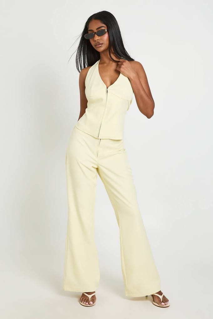 boohoo Dames Halternek Gilet Op Maat | Citroen | Maat: 40