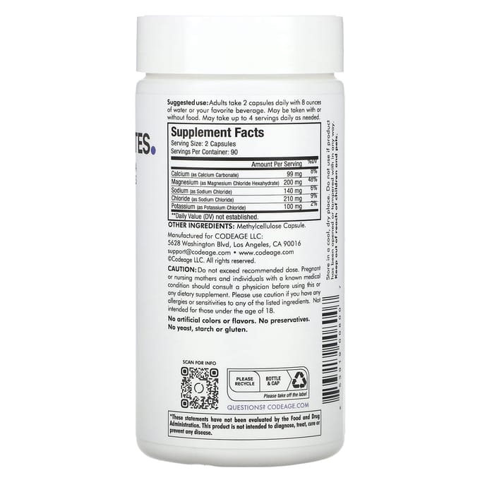 Électrolytes Céto, 180 Capsules Végétales