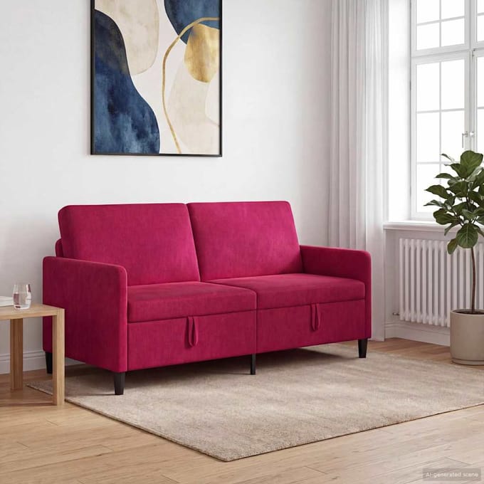 vidaXL - Sofa - met - Opbergruimte - Wijnrood - 172 - x - 78 - x - 87 - cm - Polyester