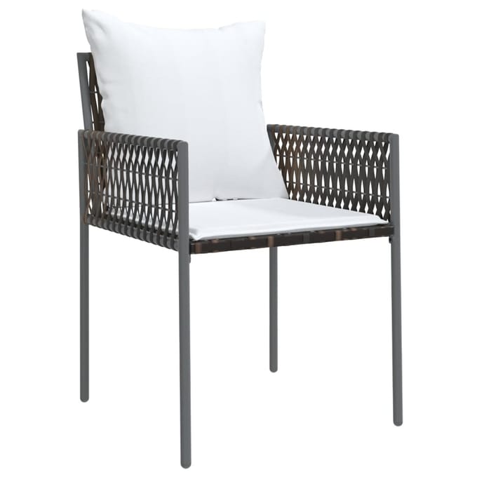 vidaXL - Tuinstoelen - 2 - st - met - kussens - 54x61x83 - cm - poly - rattan - bruin