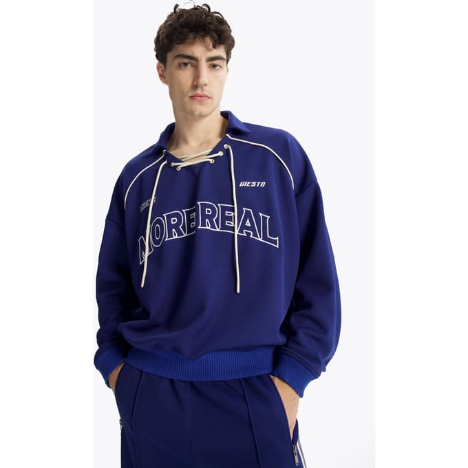 Sweatshirt met trekkoordhals en prints