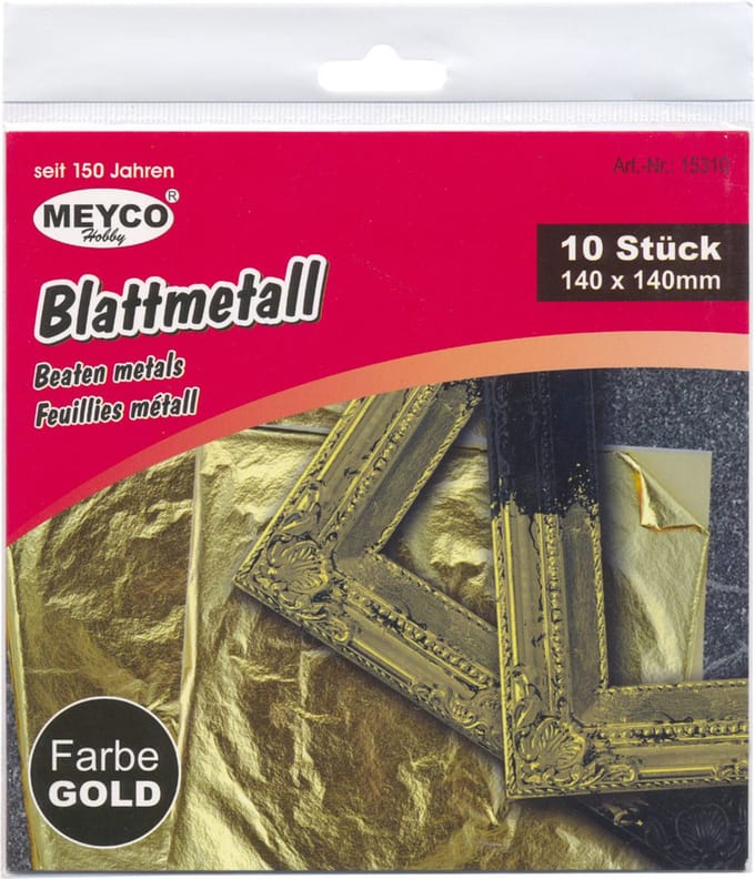 Bladmetaal Goud 14 x 14 cm bladgoud 10 vellen
