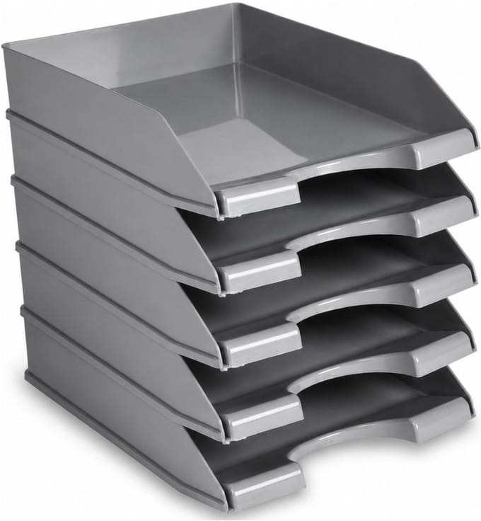 Plasticforte Brievenbakjes - 5x - A4 - lichtgrijs - kantoor postbakjes