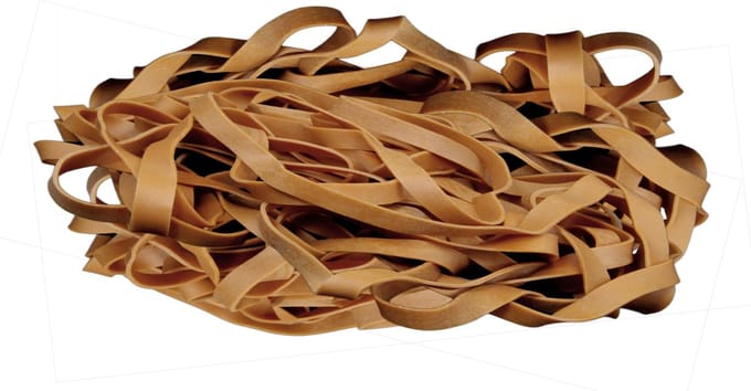 1 kg - Elastiek -  naturel - diameter 80mm - breedte 5mm - in zak - ca 510 stuks