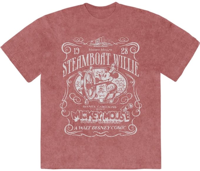Disney - MM Steamboat Willie Heren Tshirt - S - Rood