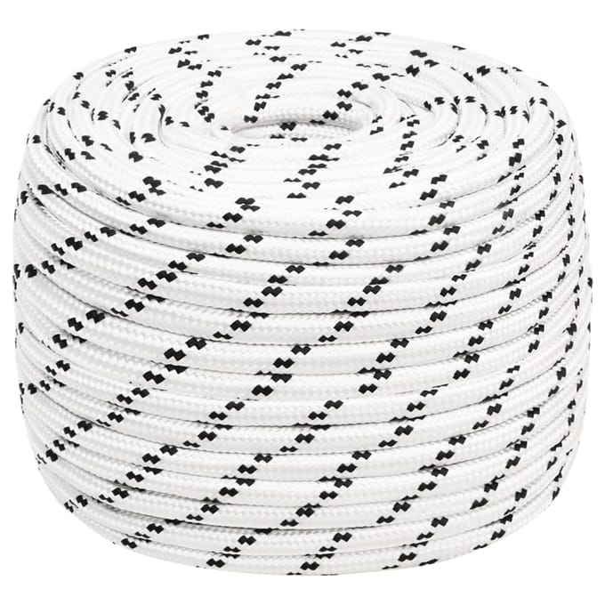 vidaXL - Boottouw - gevlochten - 14 - mmx100 - m - polyester - wit