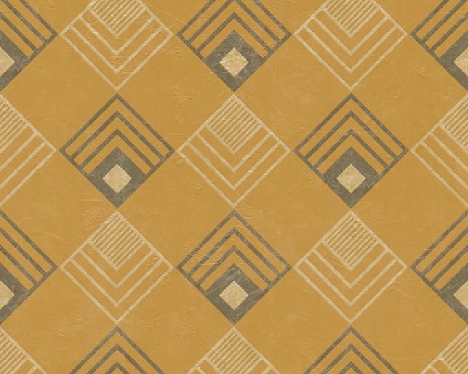ART DECO BEHANG | Grafisch - oker geel beige grijs - A.S. Création New Life
