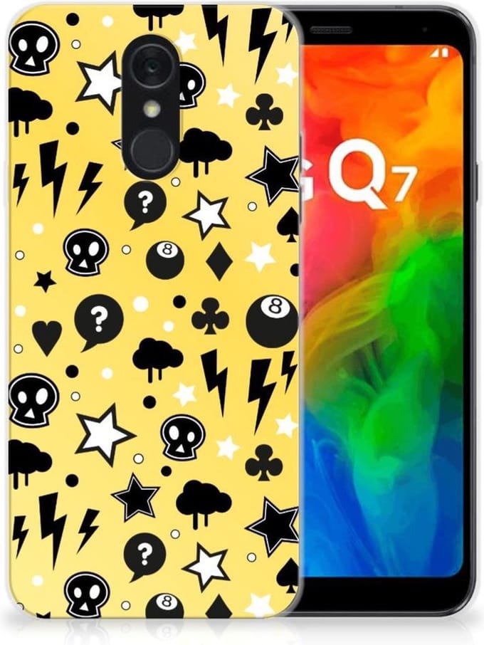 Silicone Back Case LG Q7 Punk Geel
