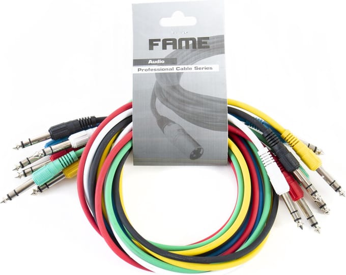 MUSIC STORE Patchkabel,1 m, stereo,recht 6er-pakket, kleuren - Stereo patch kabel
