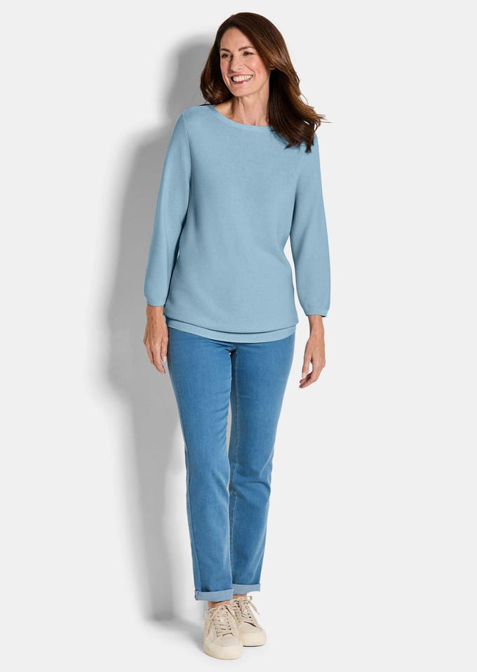 Tricot pullover van puur katoen - lichtblauw - Gr. 25 van Goldner Fashion