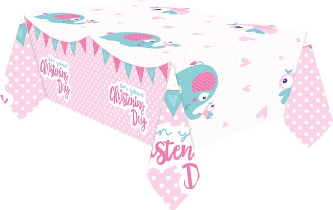 Amscan Tafelkleed Christening Day Junior 180 X 120 Cm Roze/wit
