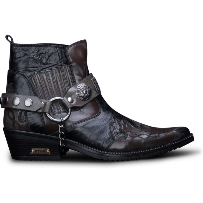 Heren bruine slangenhuid Winklepicker cowboy lederen enkellaarzen