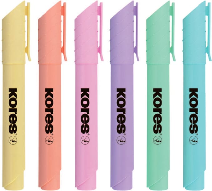 Kores High Liner Plus - Highlighter - Markeerstift -  Pastel - etui 6 kleuren