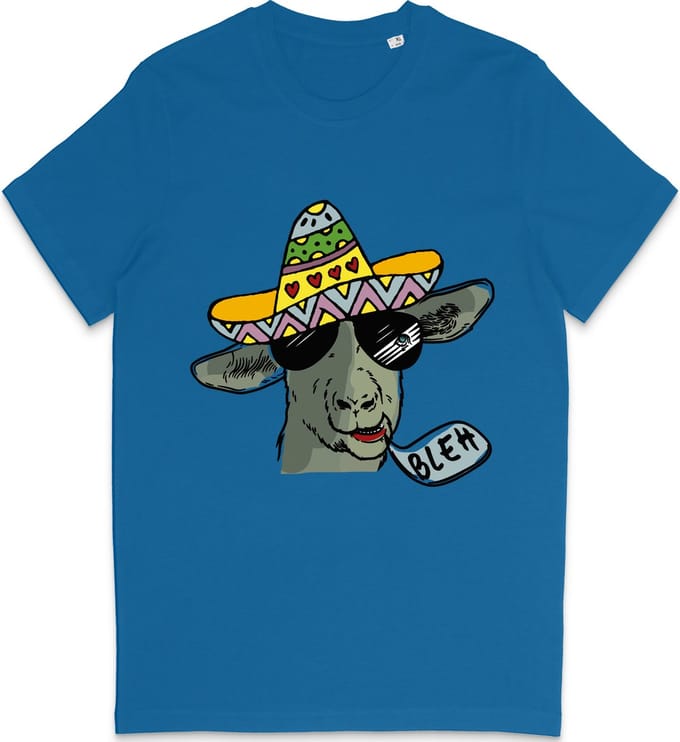 Grappig T Shirt Heren - T Shirt Dames - Cartoon Geit - Blauw - S
