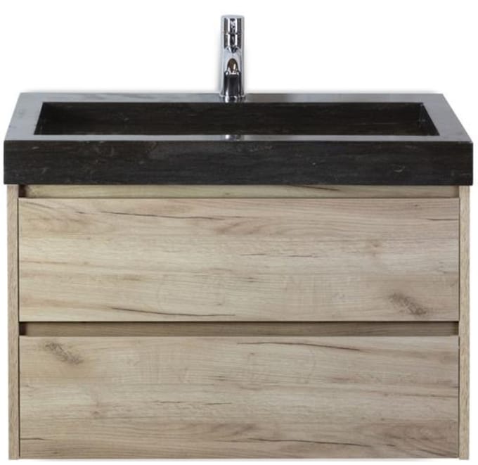 Dante Badmeubelset 80 cm - Craft Oak - Wastafel Hardsteen Wit Lucca