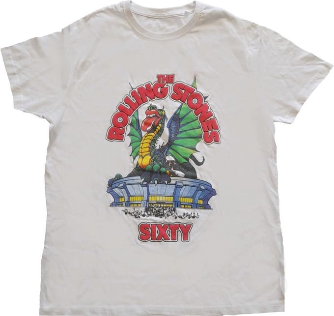 The Rolling Stones - Sixty Stadium Dragon Heren T-shirt - M - Wit