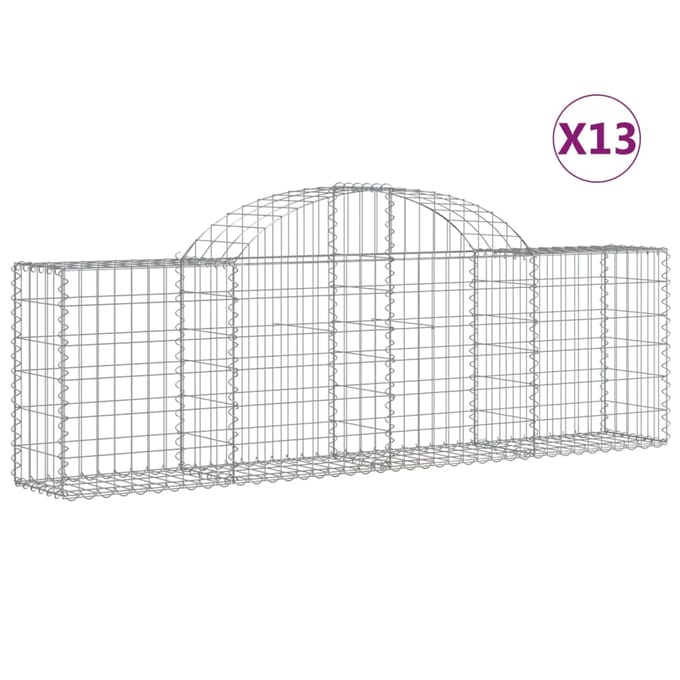 vidaXL - Schanskorven - 13 - st - gewelfd - 200x30x60/80 - cm - gegalvaniseerd - ijzer
