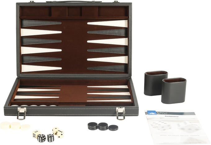 Backgammon ingelegd 38 x 24 cm zwart