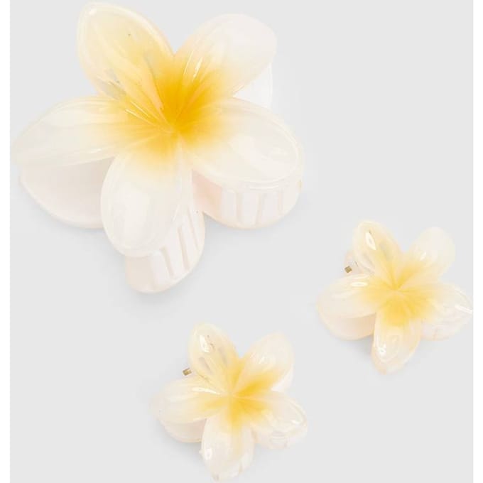 boohoo Dames Bloemen Haarklauwen 3-pack | Wit