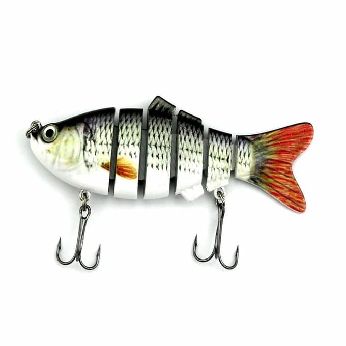 Visaas 5 Segmenten Crank 3D Ogen Visvorm Tackle Haak 1 stuks gray