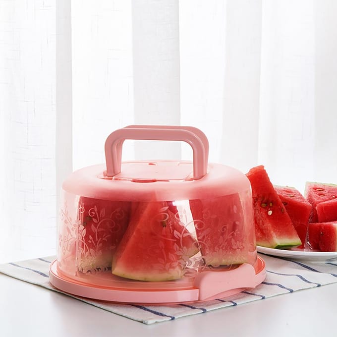 Draagbare Cupcake Drager Voedselbewaardoos met Handvat Transparante Taartdoos roze