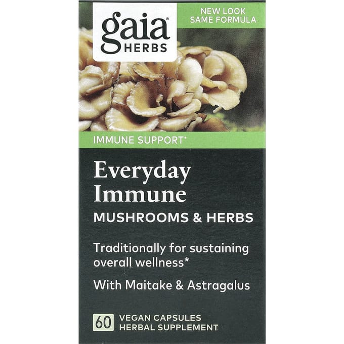Gaia Herbs, Everyday Immune, Champignon & Herbe, 60 Capsules Végétales