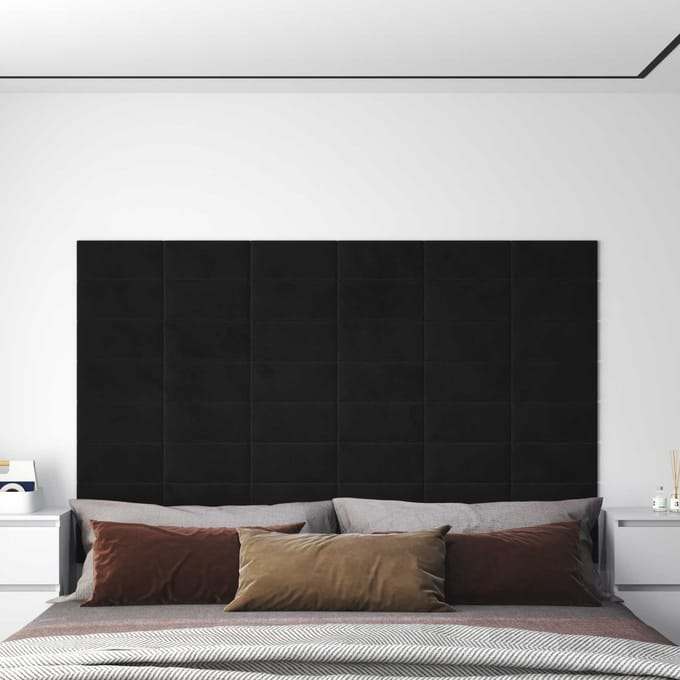 vidaXL - Wand - Hoofdbord - 12 - st - Zwart - Fluweel