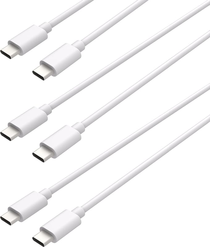 Cazy uSB C naar USB C Kabel - Oplader - Oplaadkabel Geschikt voor iPhone / Samsung oplader - Fast Charge - Oplaadkabel - 150cm - Wit - 3 stuks