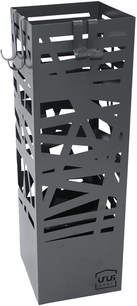 UNUS® Paraplubak abstract patroon met opvangbak 4 haken 49 cm grijs