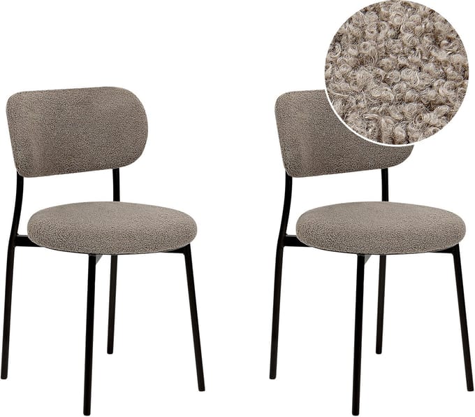 CASEY - Eetkamerstoelen set van 2 - Taupe - Bouclé