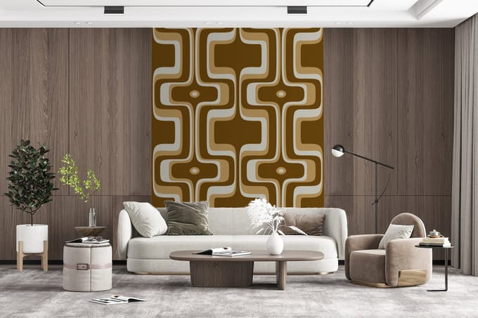Behang - Fotobehang Retro - Design - Bruin - Breedte 165 cm x hoogte 220 cm