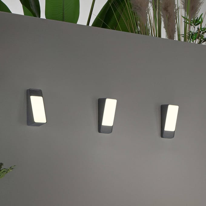 INTEC LED buiten wandlamp Coupe, antraciet, hoogte 20 cm, metaal