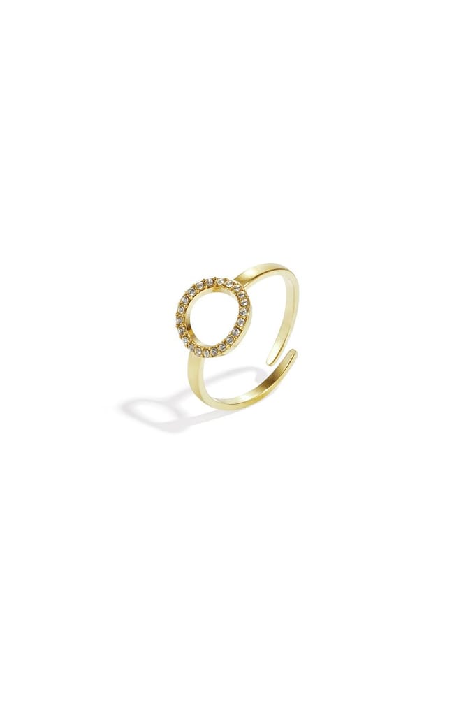 Ring Open Strass Ring - Goud - Hart - Stainless Steel - Cadeau - Liefde - Valentijn