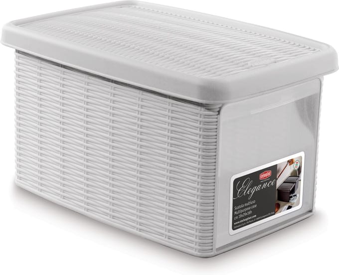 Opbergmand - Opbergbox - 'Elegance' - Multifunctioneel - klepje aan voorkant - Wit - Maat S
