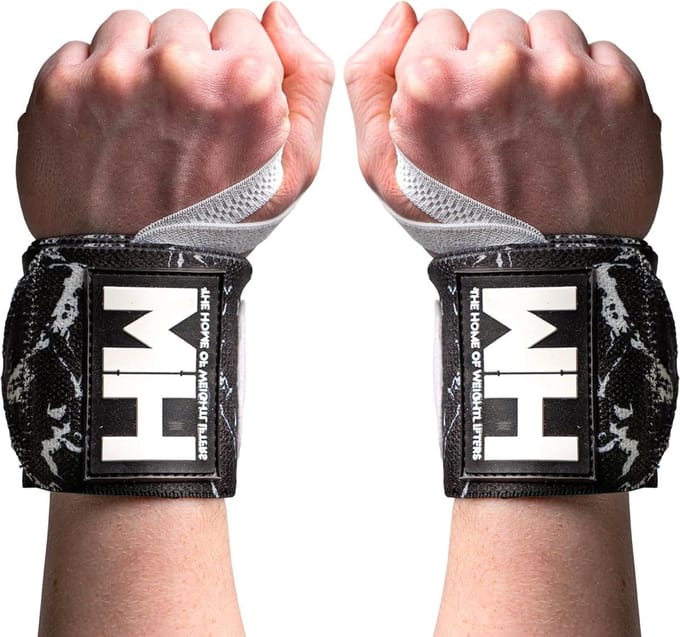 Wrist Wrap for Weightlifting - Black & White Marble Pattern